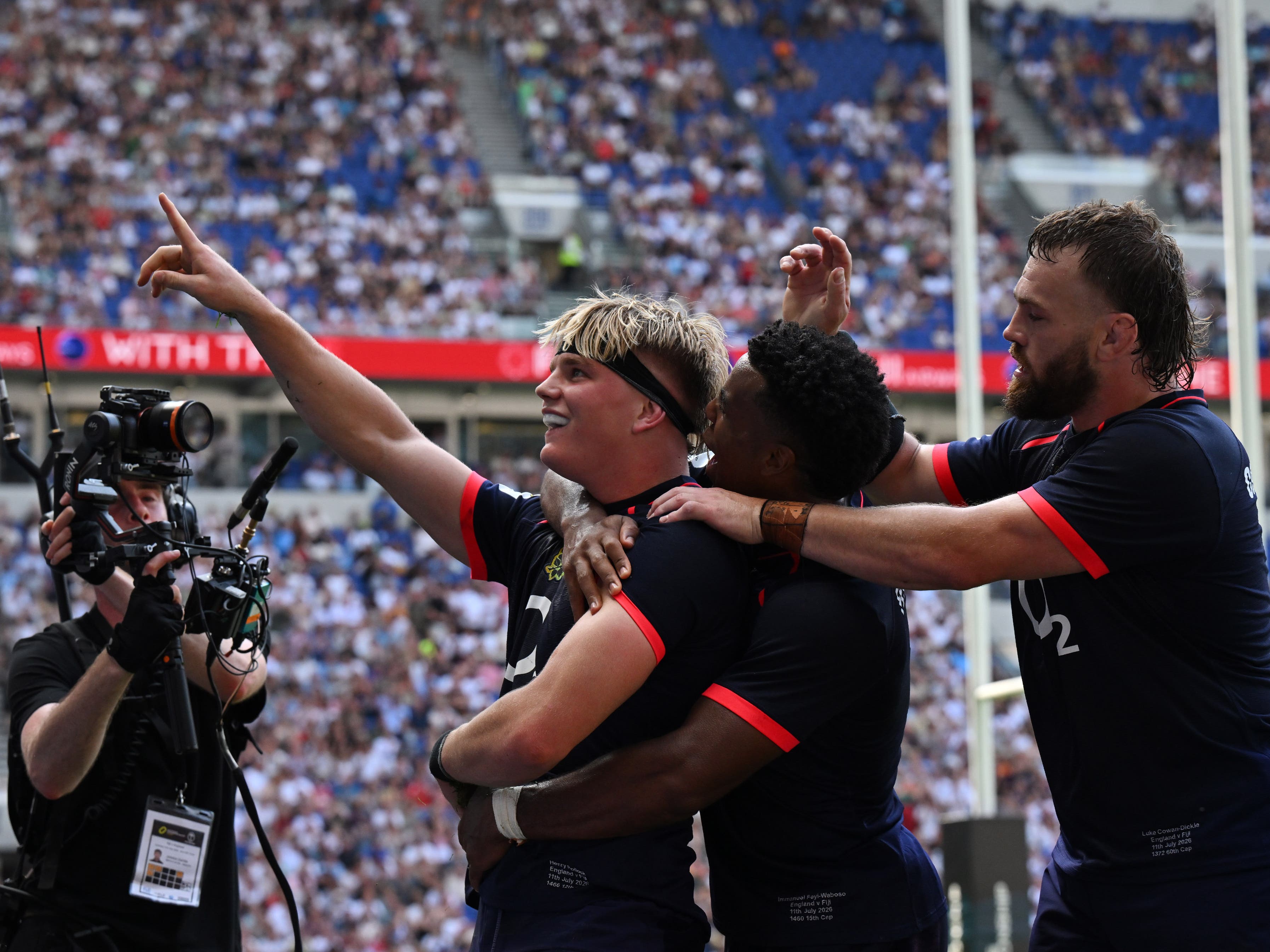 Henry Pollock scores hat-trick as England end losing run with demolition of Fiji