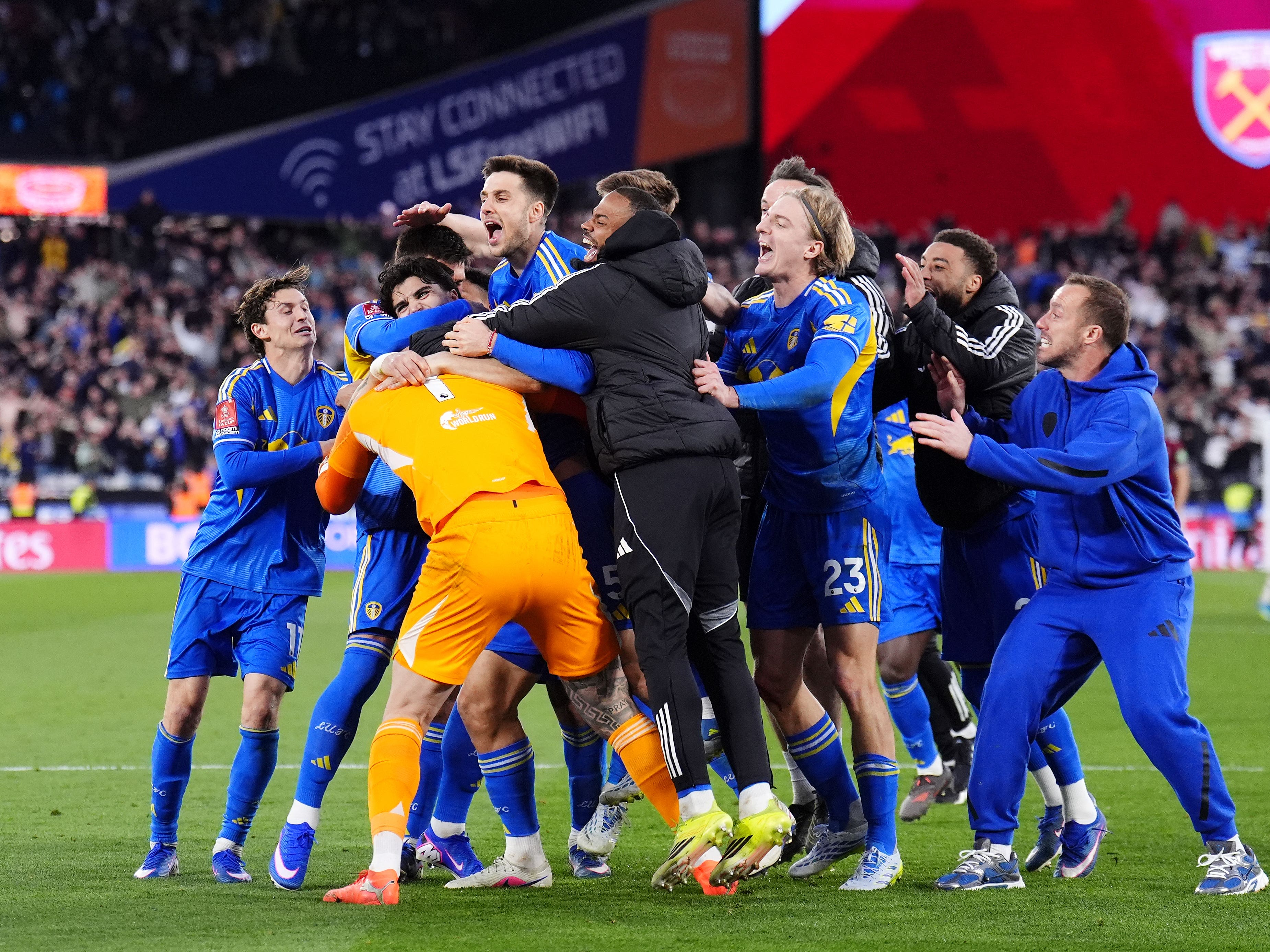 Leeds win shootout to seal semi-final spot after last-gasp West Ham fightback