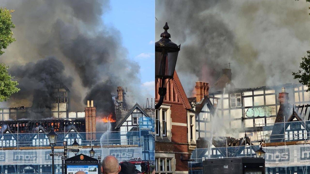 Dramatic video shows massive fire at West Midlands grade-II listed former hotel | Express & Star